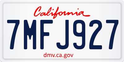 CA license plate 7MFJ927