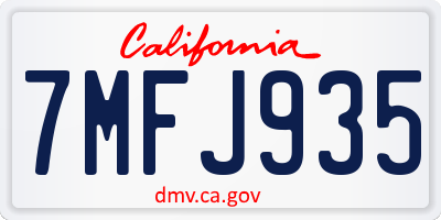 CA license plate 7MFJ935