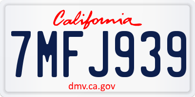 CA license plate 7MFJ939