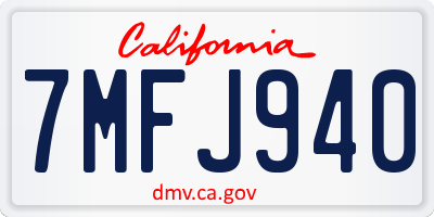 CA license plate 7MFJ940