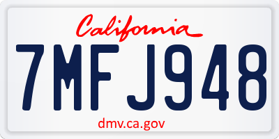 CA license plate 7MFJ948