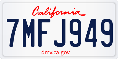 CA license plate 7MFJ949