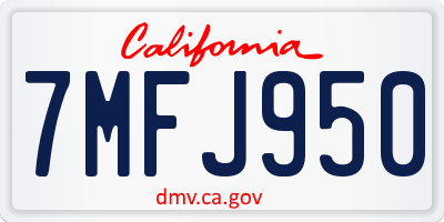 CA license plate 7MFJ950