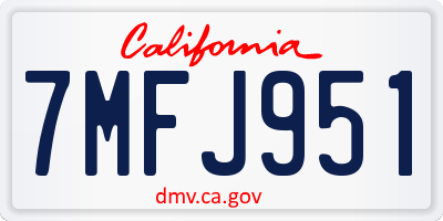 CA license plate 7MFJ951