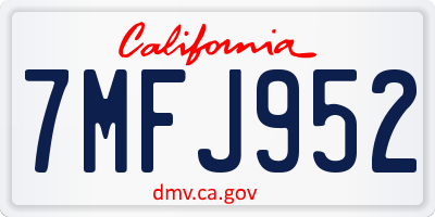 CA license plate 7MFJ952