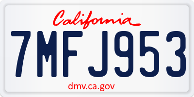 CA license plate 7MFJ953