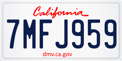 CA license plate 7MFJ959