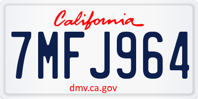 CA license plate 7MFJ964