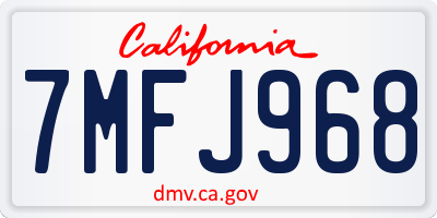 CA license plate 7MFJ968