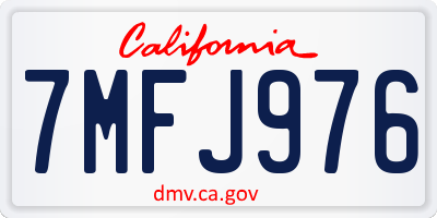 CA license plate 7MFJ976