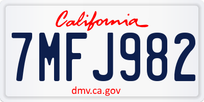CA license plate 7MFJ982