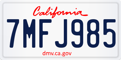 CA license plate 7MFJ985