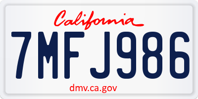 CA license plate 7MFJ986