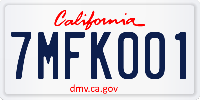 CA license plate 7MFK001