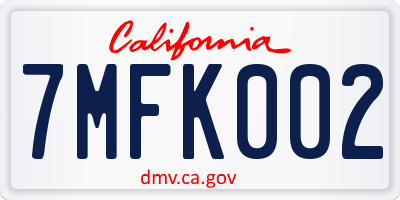 CA license plate 7MFK002