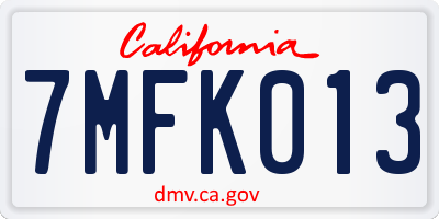CA license plate 7MFK013
