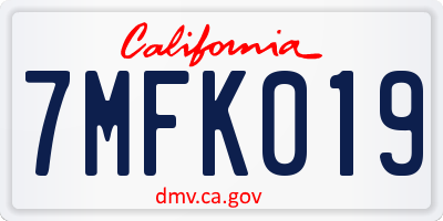 CA license plate 7MFK019