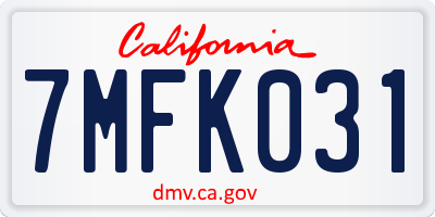 CA license plate 7MFK031