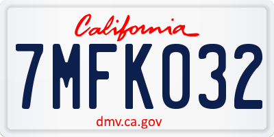 CA license plate 7MFK032