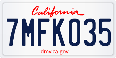 CA license plate 7MFK035