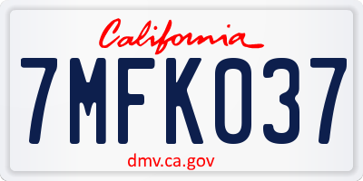 CA license plate 7MFK037