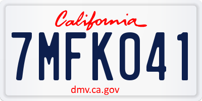 CA license plate 7MFK041