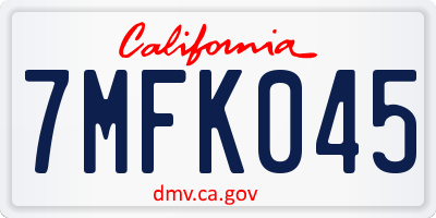 CA license plate 7MFK045