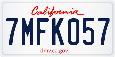CA license plate 7MFK057