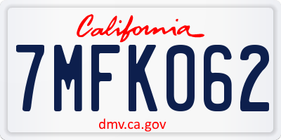 CA license plate 7MFK062