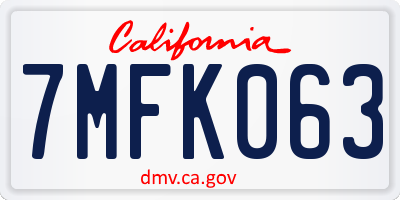 CA license plate 7MFK063