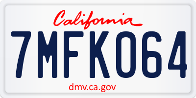 CA license plate 7MFK064