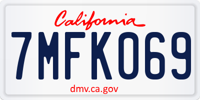 CA license plate 7MFK069