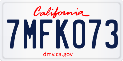 CA license plate 7MFK073