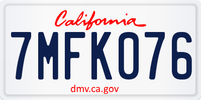 CA license plate 7MFK076