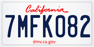 CA license plate 7MFK082