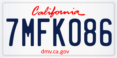 CA license plate 7MFK086