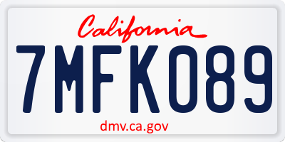 CA license plate 7MFK089