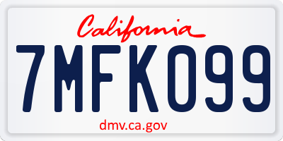 CA license plate 7MFK099