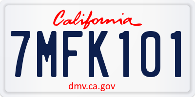 CA license plate 7MFK101