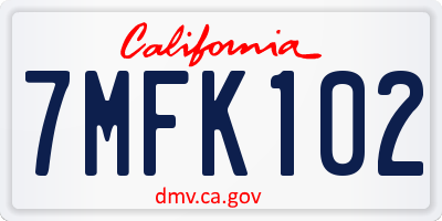 CA license plate 7MFK102