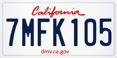 CA license plate 7MFK105