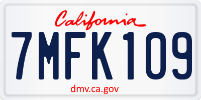 CA license plate 7MFK109