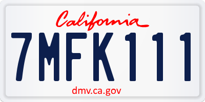 CA license plate 7MFK111