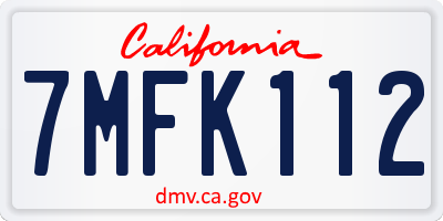 CA license plate 7MFK112