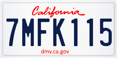 CA license plate 7MFK115