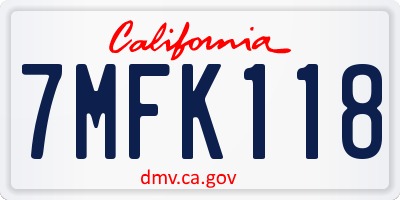CA license plate 7MFK118