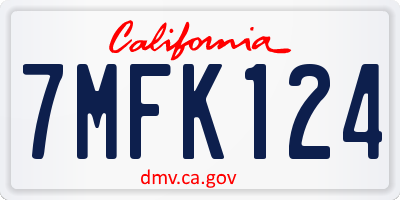 CA license plate 7MFK124