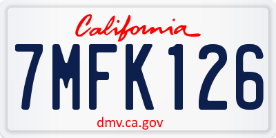 CA license plate 7MFK126