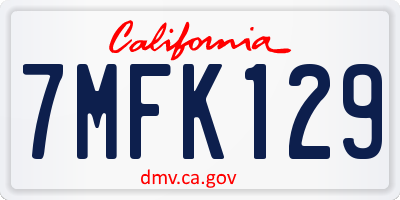 CA license plate 7MFK129