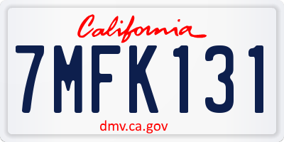 CA license plate 7MFK131